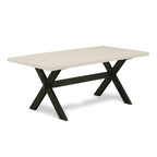 East West Furniture Dining Furniture Set- a Dining Table & Black Color Linen Fabric Upholstered Chairs, Black(Pieces Option)