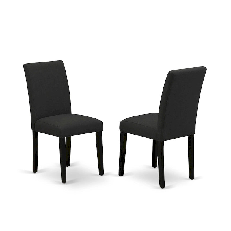 East West Furniture Dining Furniture Set- a Dining Table & Black Color Linen Fabric Upholstered Chairs, Black(Pieces Option)