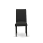 East West Furniture Dining Furniture Set- a Dining Table & Black Color Linen Fabric Upholstered Chairs, Black(Pieces Option)