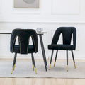 Set of 2 Velvet Upholstered Dining Chair with Nailheads and Metal Legs