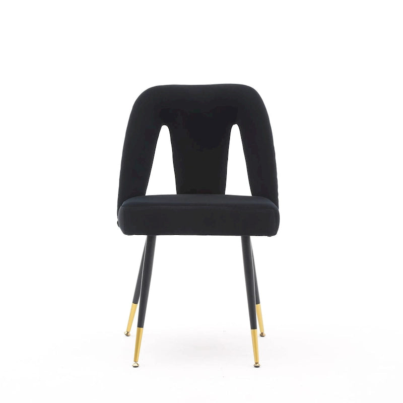 Set of 2 Velvet Upholstered Dining Chair with Nailheads and Metal Legs
