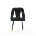 Set of 2 Velvet Upholstered Dining Chair with Nailheads and Metal Legs