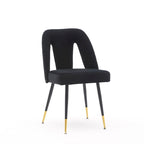 Set of 2 Velvet Upholstered Dining Chair with Nailheads and Metal Legs