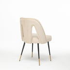 Set of 2 Velvet Upholstered Dining Chair with Nailheads and Metal Legs