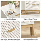 White and Gold Night Stands for Bedrooms Light Wood Grain Nightstands with 3 Drawers