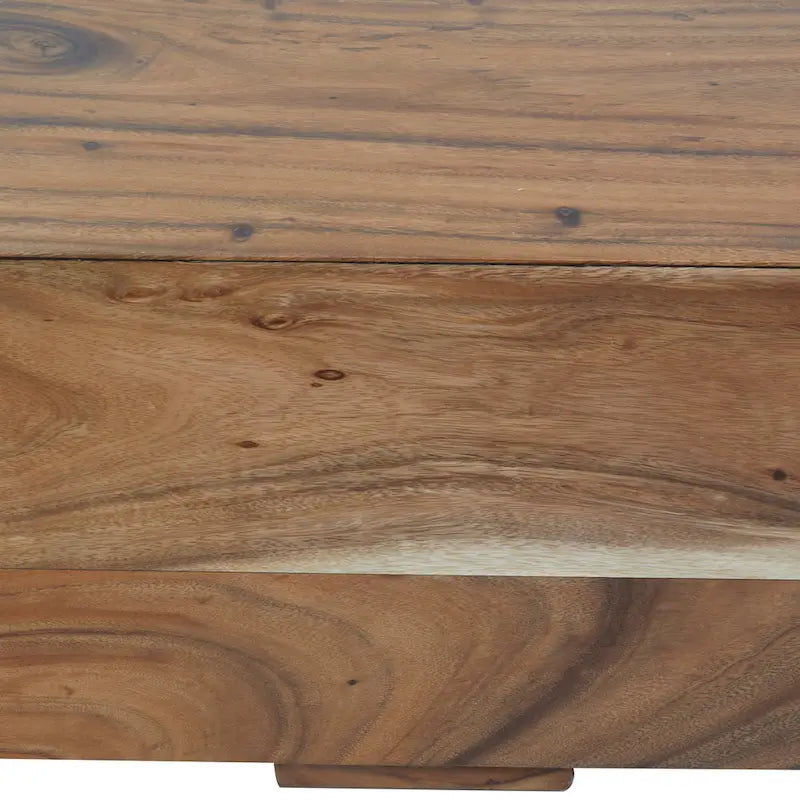 Wood Block Bench with Elevated Base - Brown - Roche River Decor - 16W x 71L x 15H