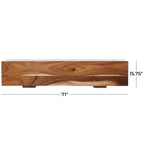 Wood Block Bench with Elevated Base - Brown - Roche River Decor - 16W x 71L x 15H