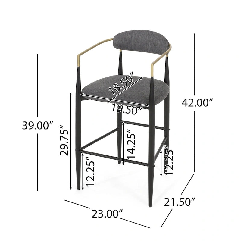 Elmore Fabric and Iron 30 Inch Barstools (Set of 2) by Christopher Knight Home