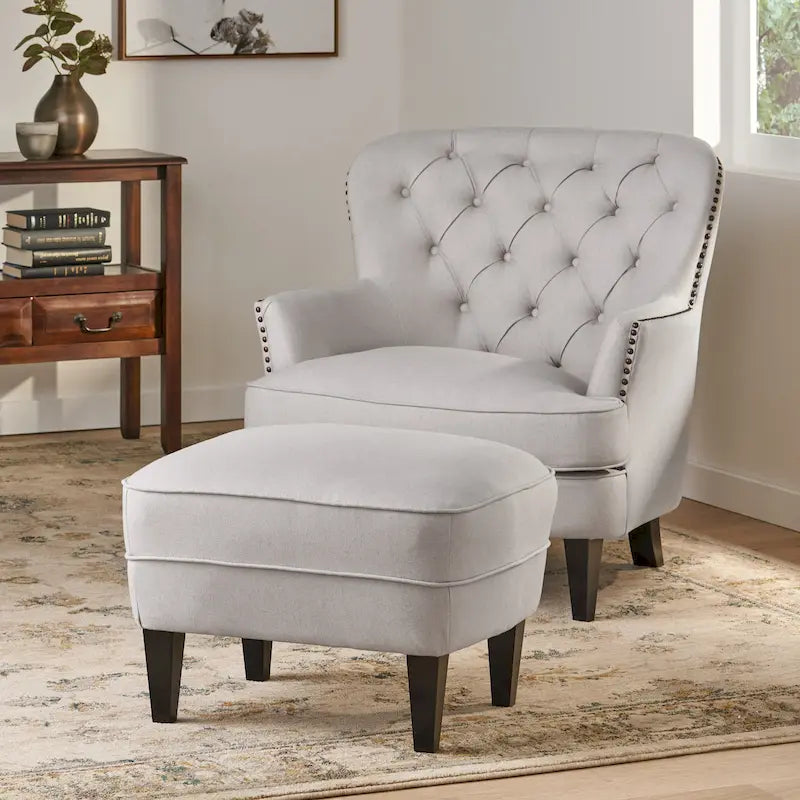 Poltrona Tafton Tufted con pouf di Christopher Knight Home