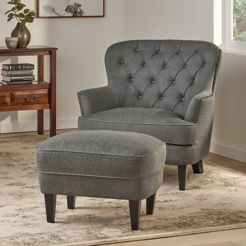 Poltrona Tafton Tufted con pouf di Christopher Knight Home