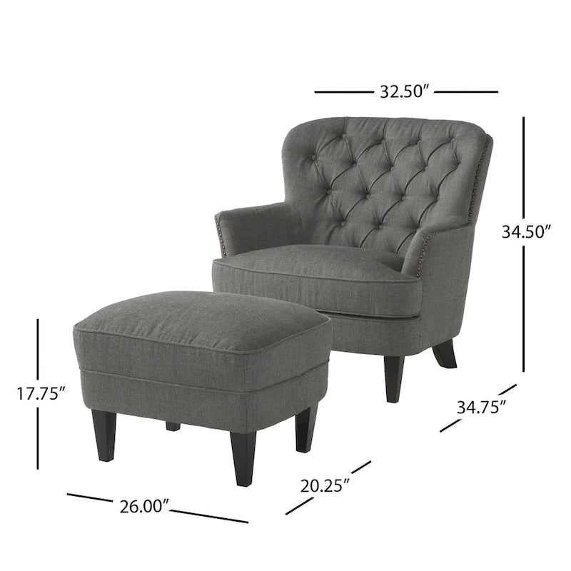 Poltrona Tafton Tufted con pouf di Christopher Knight Home