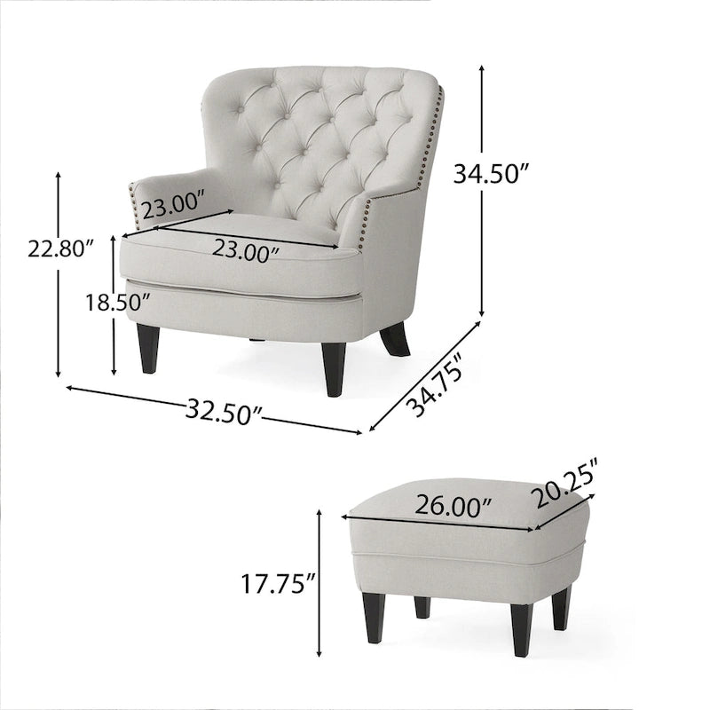 Poltrona Tafton Tufted con pouf di Christopher Knight Home