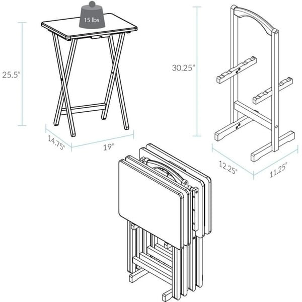 Set di 5 tavolini vassoio tradizionali in legno massello Laflin di Porch & Den