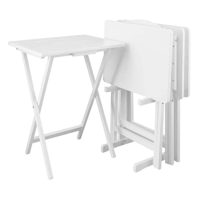 Set di 5 tavolini vassoio tradizionali in legno massello Laflin di Porch & Den