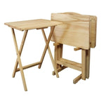 Set di 5 tavolini vassoio tradizionali in legno massello Laflin di Porch & Den