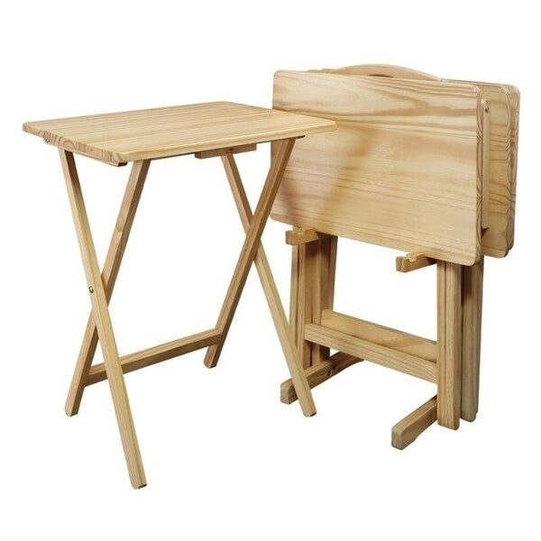Set di 5 tavolini vassoio tradizionali in legno massello Laflin di Porch & Den