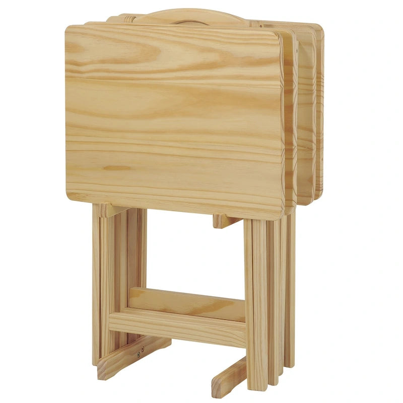 Set di 5 tavolini vassoio tradizionali in legno massello Laflin di Porch & Den