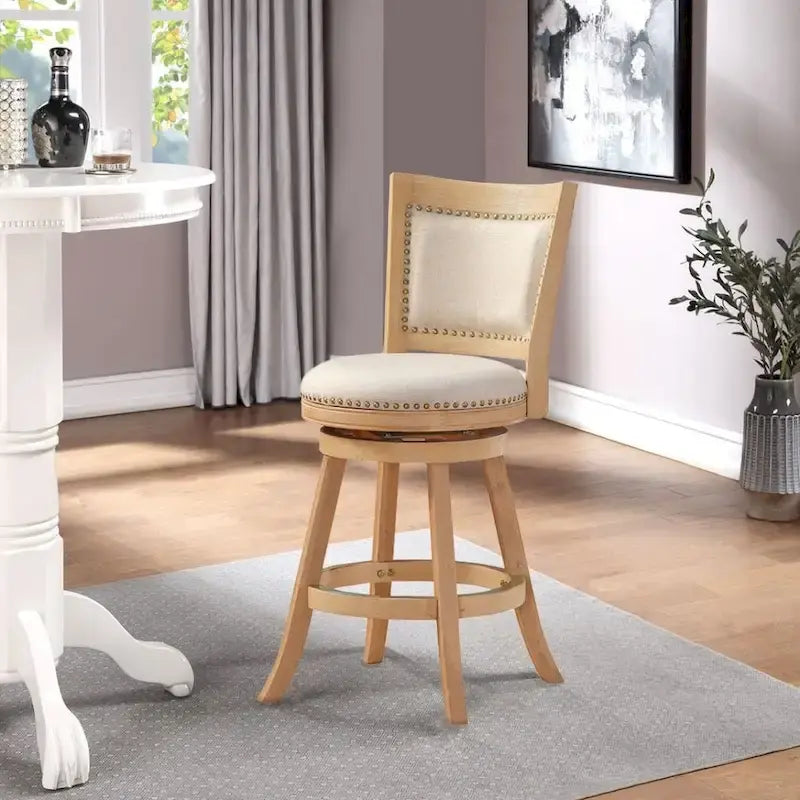 Melrose High Back Swivel Wood Counter Stool