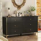 White Lacquer Dresser 6 Drawer Dresser with Metal Handle and Legs