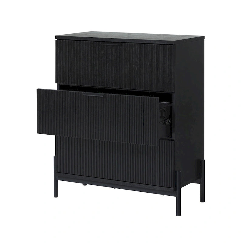 Middlebrook Designs Three Drawer Chest with Reeded Drawer Fronts