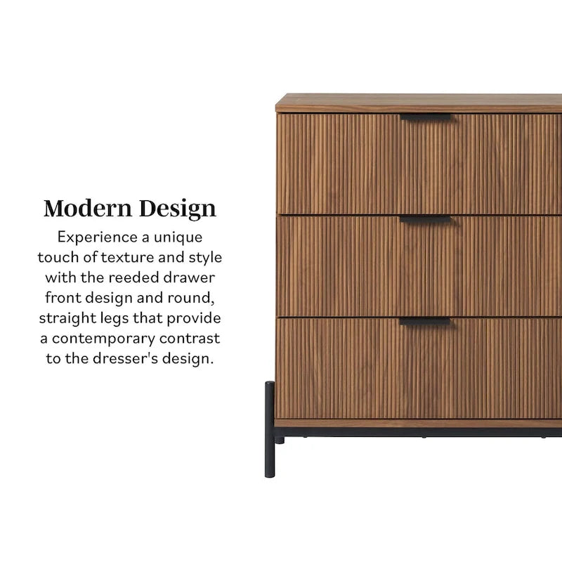 Middlebrook Designs Three Drawer Chest with Reeded Drawer Fronts