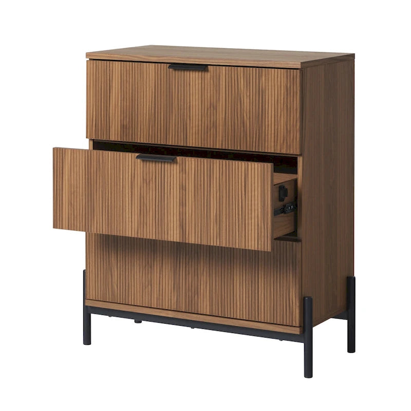 Middlebrook Designs Three Drawer Chest with Reeded Drawer Fronts