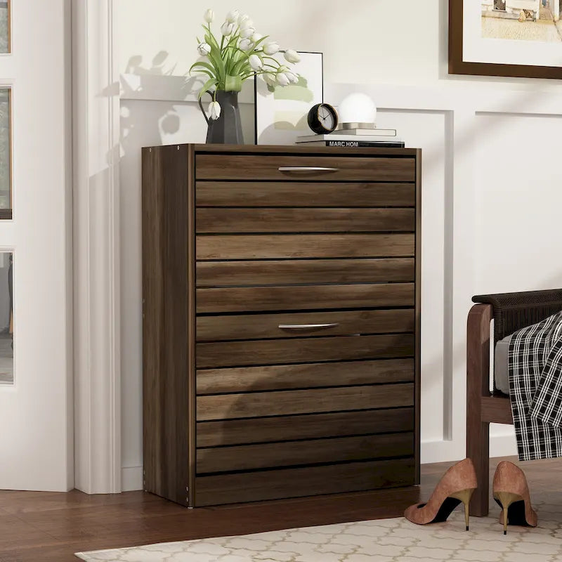 FUFU&GAGA 2 Tiers Shoe Rack Cabinet Shoe Cabinet Space-Saving