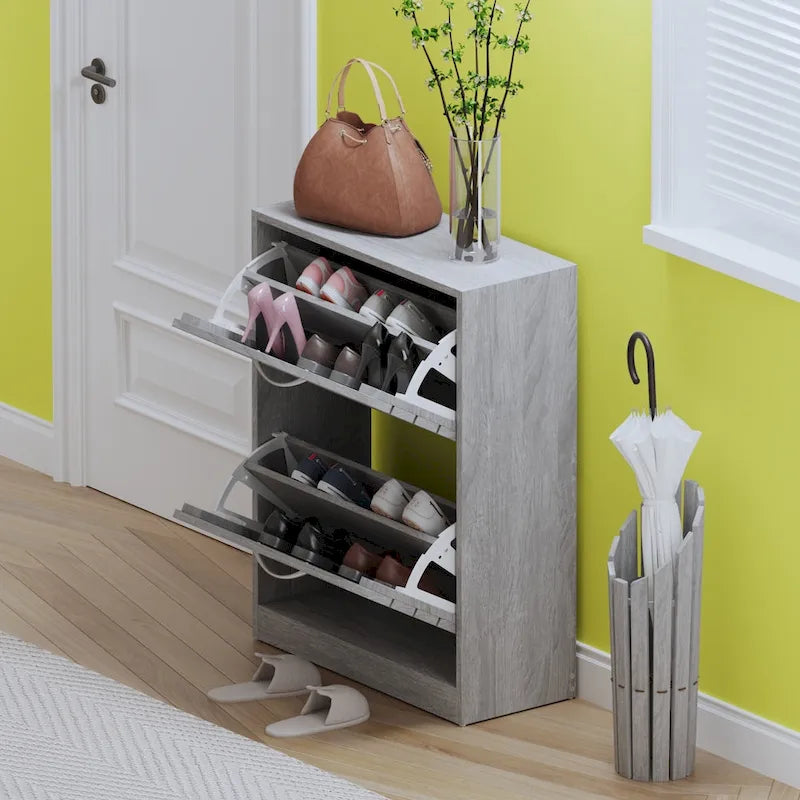 FUFU&GAGA 2 Tiers Shoe Rack Cabinet Shoe Cabinet Space-Saving