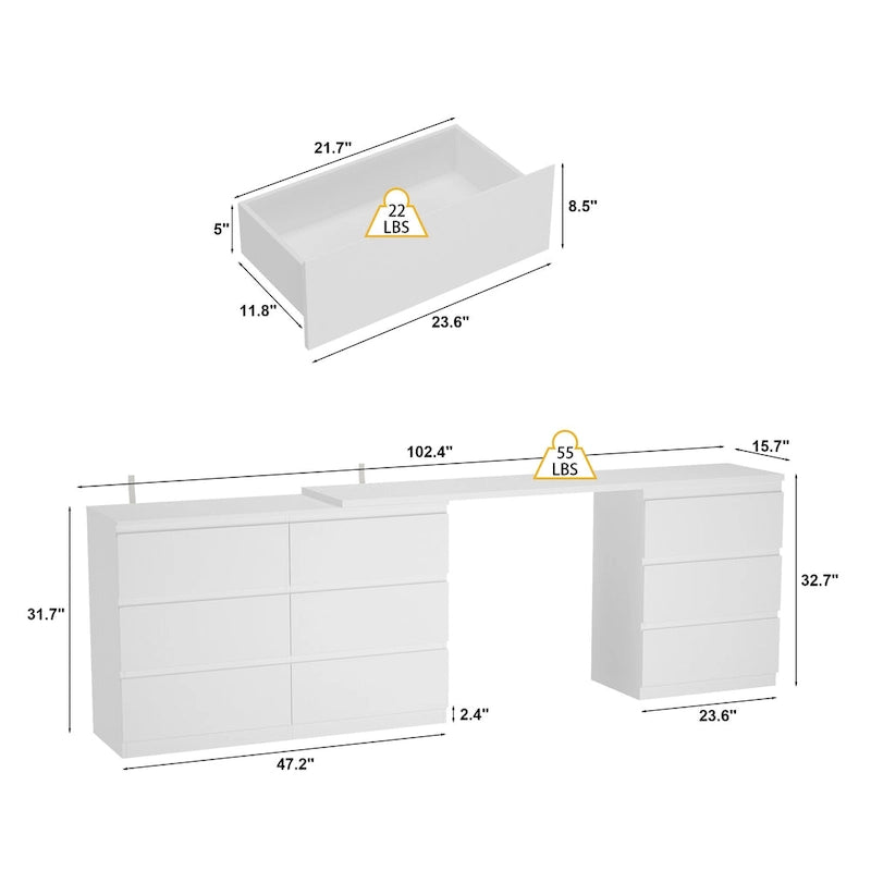 Transformative White Entertainment Center Home Desk Dresser Chest