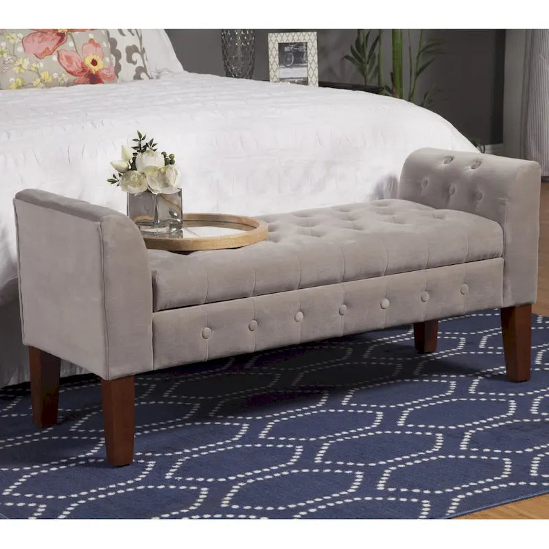 Copper Grove ArumDove Grey Velvet Settee-style Storage Bench