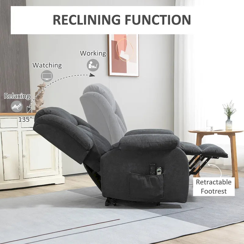 HOMCOM Power Lift Recliner Chair for Elderly Big and Tall with Massage