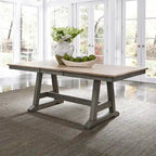 Lindsey Farm Gray and Sandstone 5 Piece Trestle Table Set