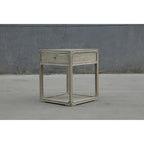 Artissance Peking Square Side Table w/Drawer, 27Inch Tall, White Wash
