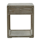 Artissance Peking Square Side Table w/Drawer, 27Inch Tall, White Wash