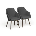 Carson Carrington Akrehamn 2-piece Grey Faux Leather Arm Chair Set with Beech Legs