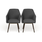 Carson Carrington Akrehamn 2-piece Grey Faux Leather Arm Chair Set with Beech Legs