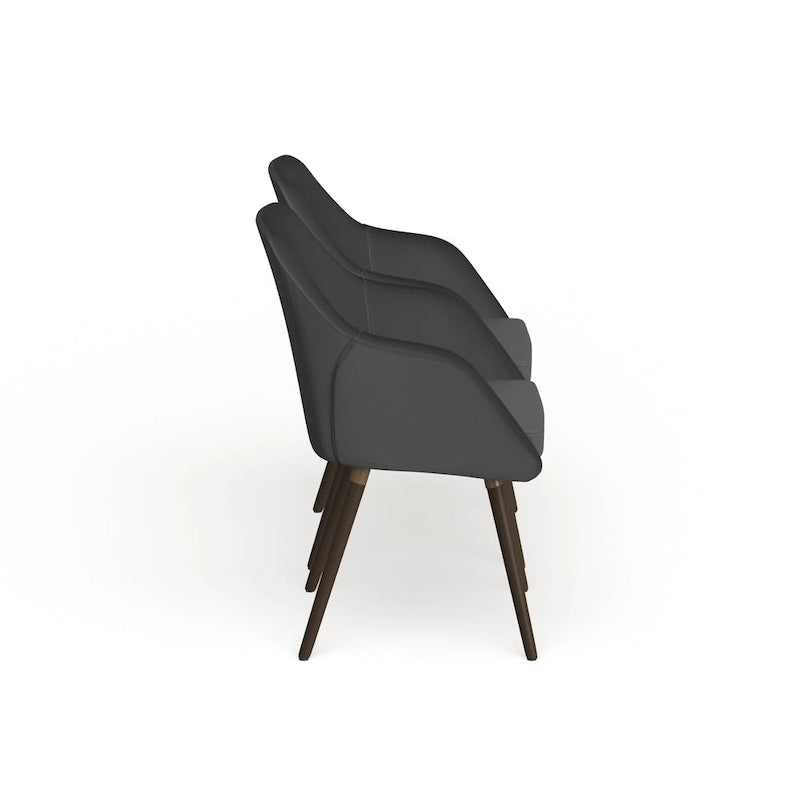 Carson Carrington Akrehamn 2-piece Grey Faux Leather Arm Chair Set with Beech Legs
