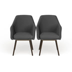 Carson Carrington Akrehamn 2-piece Grey Faux Leather Arm Chair Set with Beech Legs
