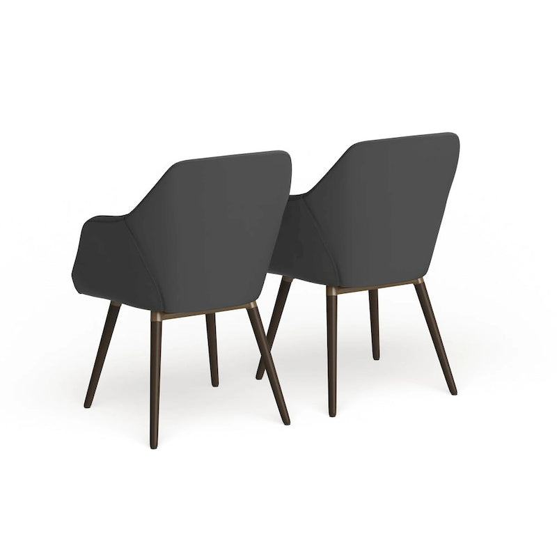 Carson Carrington Akrehamn 2-piece Grey Faux Leather Arm Chair Set with Beech Legs