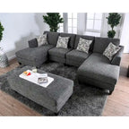 Divano componibile a 4 pezzi in tessuto grigio Lauf Modern di Furniture of America