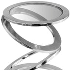 HomeRoots 17 Silver And Clear Glass and Aluminum Round Abstract End Table