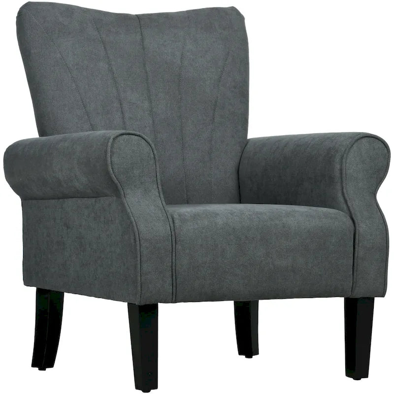 Poltrona HOMCOM in Tessuto, Poltroncina Moderna di Metà Secolo con Gambe in Legno, Morbida e Imbottita, Braccioli Arrotondati