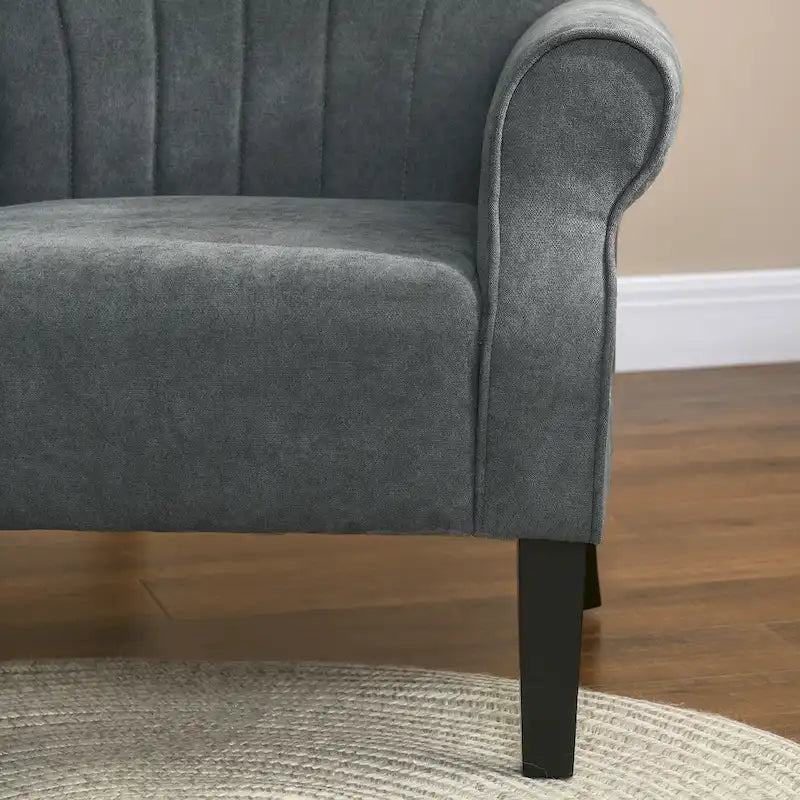 Poltrona HOMCOM in Tessuto, Poltroncina Moderna di Metà Secolo con Gambe in Legno, Morbida e Imbottita, Braccioli Arrotondati