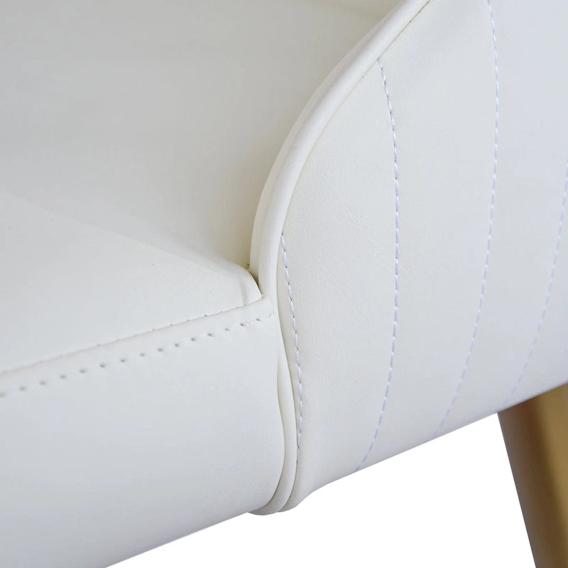 Modern Cream White Faux Leather Dining Chairs (set of 2) - N/A
