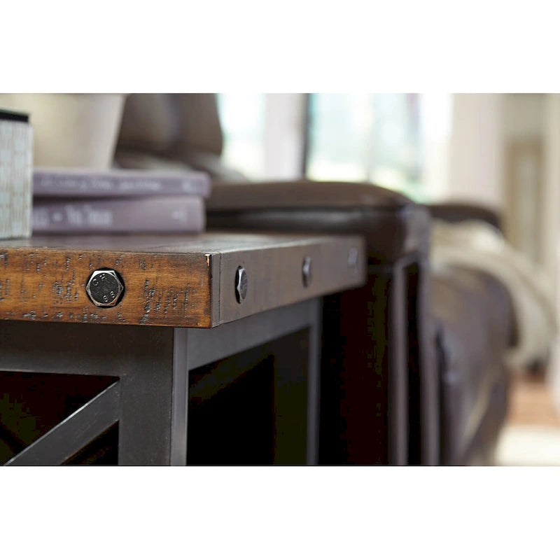Homestyles Carpenter Brown Solid Acacia Wood End Table