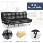 Divano Letto Futon, Divano Pieghevole in Memory Foam Convertibile per Due Posti Letto con Braccioli Regolabili per Piccoli Spazi
