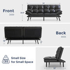 Divano Letto Futon, Divano Pieghevole in Memory Foam Convertibile per Due Posti Letto con Braccioli Regolabili per Piccoli Spazi