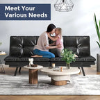Divano Letto Futon, Divano Pieghevole in Memory Foam Convertibile per Due Posti Letto con Braccioli Regolabili per Piccoli Spazi