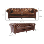 Aurelle Home Premier Top Grain Leather Chesterfield Sofa