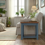 Bridgevine Home Nantucket 24 inch Side Table, No Assembly Required, Blue Denim and Whiskey Finish